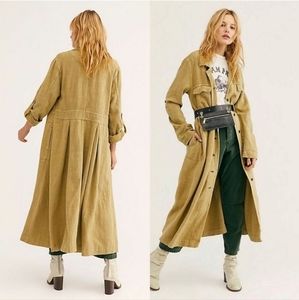 Free People Rainz Notched-Collar Roll-Tab  Duster xs
